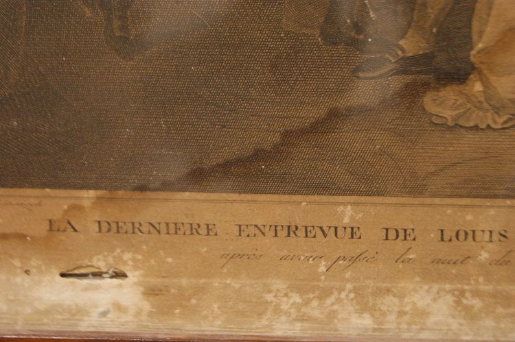 Antica stampa bianco e nero francese del 1800 raffigurante Luigi XVI