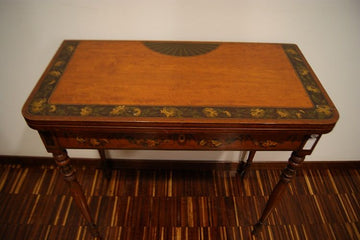Table de jeu antique de style Sheraton avec des peintures des années 1800