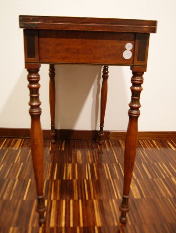 Antico tavolo da gioco stile Sheraton con pitture del 1800 inglese