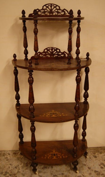 Antique Victorian style walnut etagere bookcase