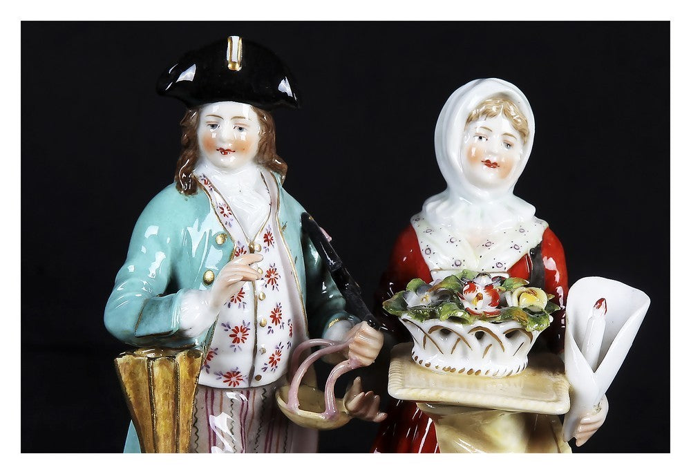 Antiche statuine in porcellana antica tedesca Sin Zin Dorrf del 1800