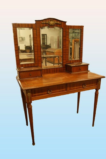 Antique French Dressing Table from 1800 Louis XVI style in mahogany