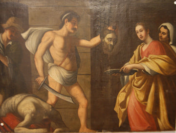 Salomè con la testa del Battista olio su tela italiano del 1600