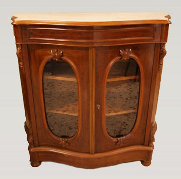 Antique Louis Philippe display cabinet in mahogany with carvings