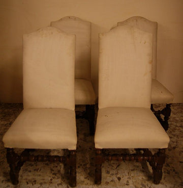 Chaises bobines italiennes antiques des années 1700 en noyer