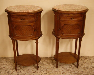 Louis XVI style oval bedside cabinets