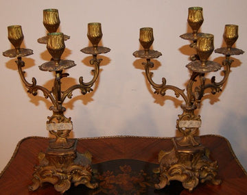 Bougeoirs français anciens à 4 flammes des années 1800