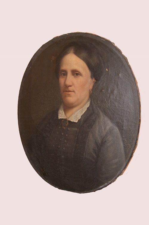 French oil painting from the mid-1800s depicting a portrait of an adult woman.
