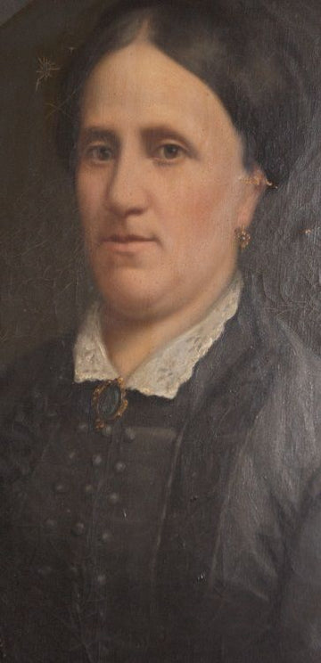 French oil painting from the mid-1800s depicting a portrait of an adult woman.