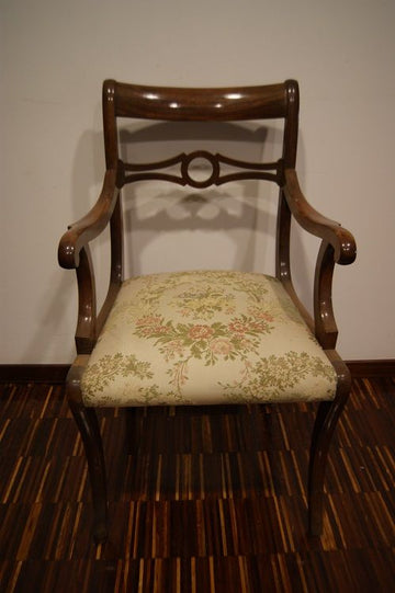 Fauteuil ancien de style Régence anglaise du 19ème siècle en acajou