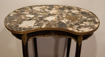 Antique 19th century Louis XV style bean side table with marble top