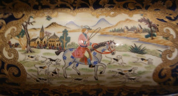 Grand centre de table ancien en porcelaine orientale de 1900