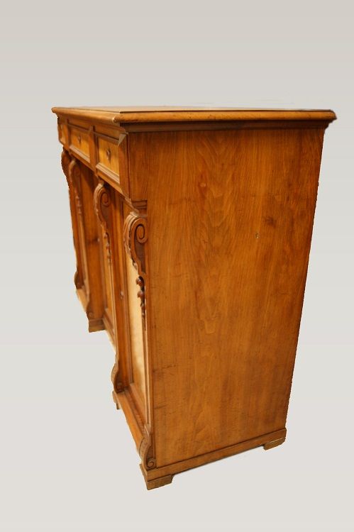 Antica credenza Luigi Filippo del 1800 in noce e radica di noce