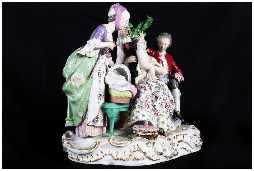Antiche statuine in porcellana antica tedesca di Meissen del 1900