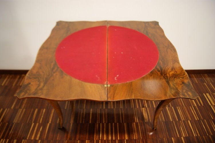 Tavolino da gioco consolle stile Luigi XV del 1800 con intarsi