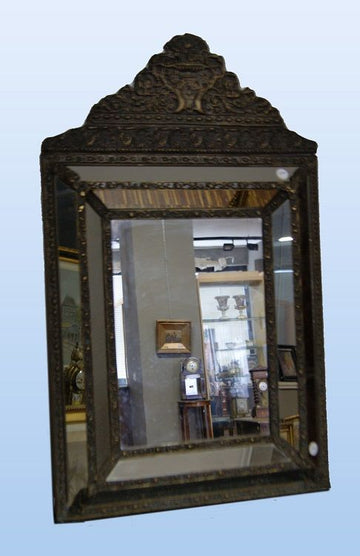 Miroir français ancien des années 1800 en cuivre