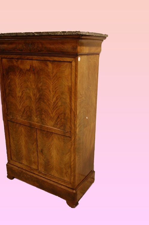 Antico secretaire francese stile Impero del 1800 con marmo