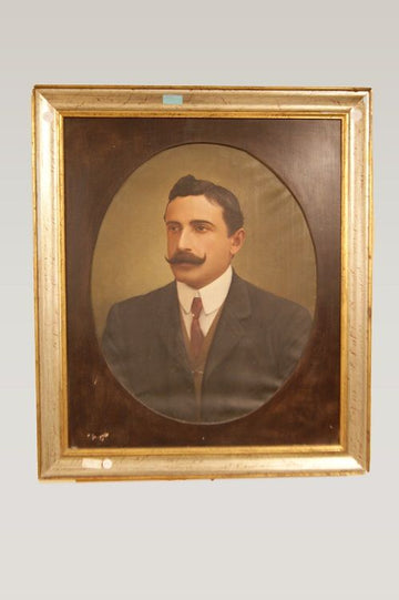 Portrait ancien signé d'un noble de 1900
