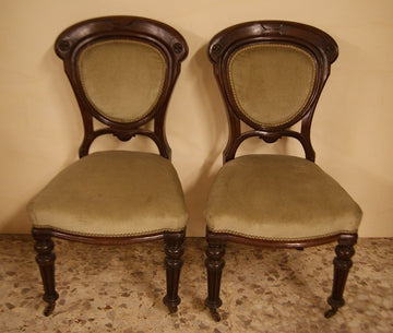 6 chaises capitonnées anciennes en acajou du 19ème siècle