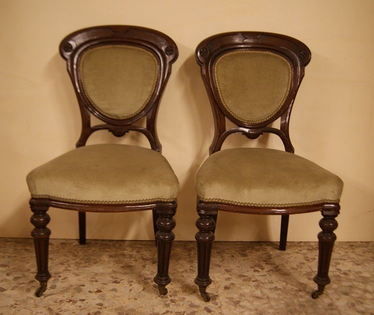 Antiche 6 sedie del 1800 in mogano imbottite