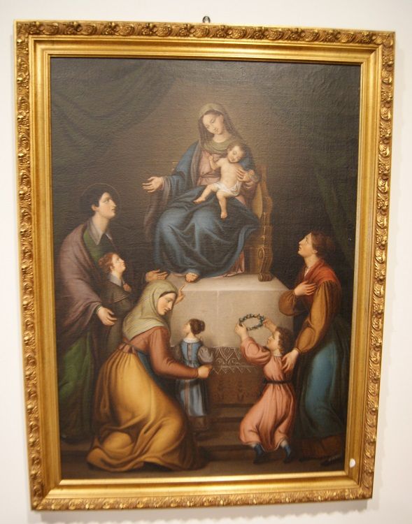 Madonna in adoration with women from the 1700s