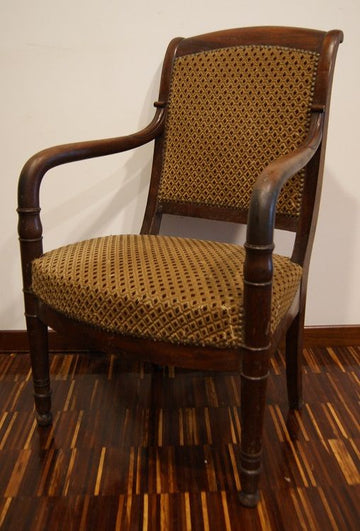 Antique French armchair from the 1800s in Directory style in mahogany