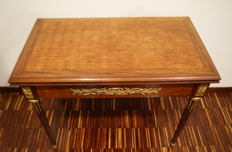 Antico tavolino da gioco francese del 1800 con bronzi