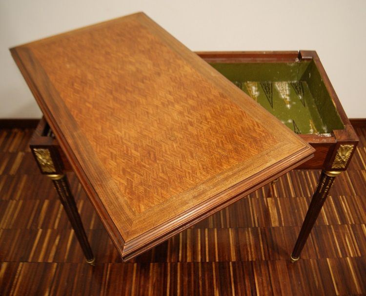Antico tavolino da gioco francese del 1800 con bronzi