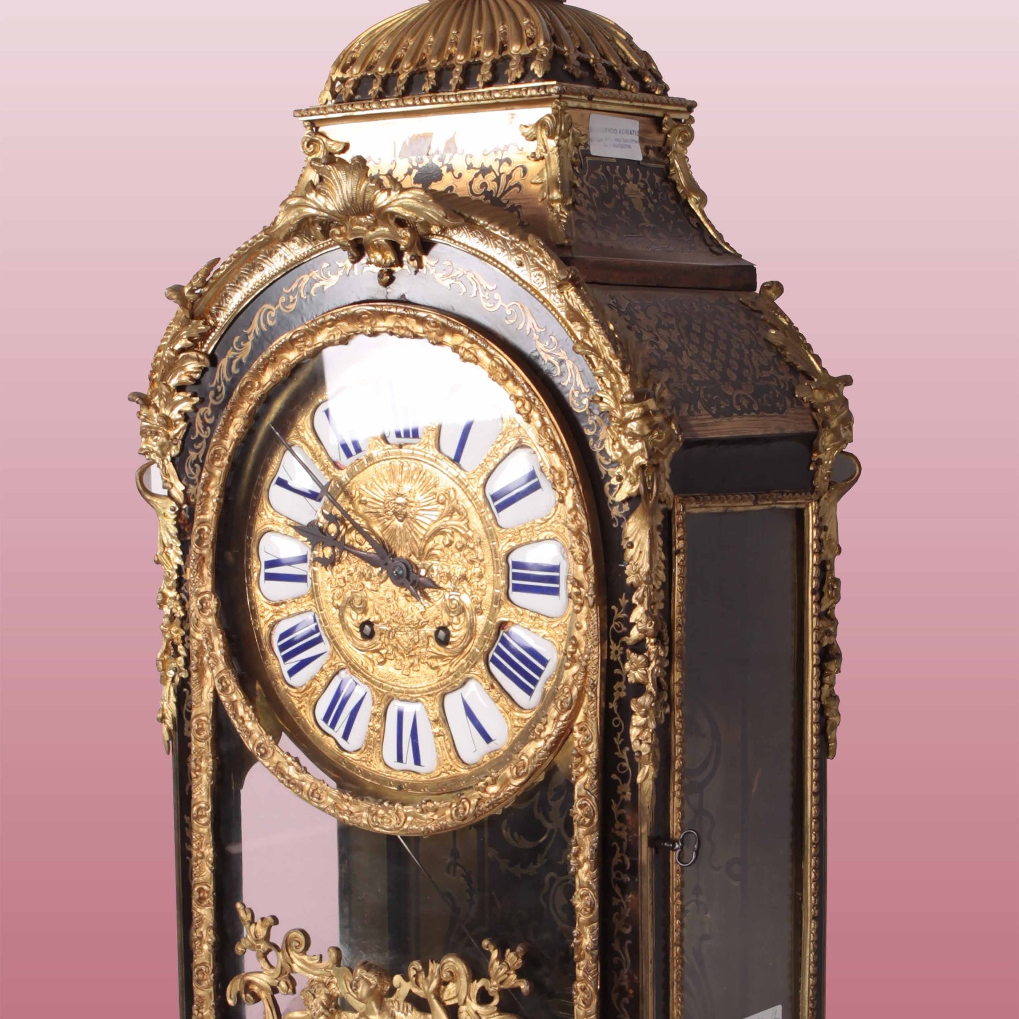 Splendido orologio in ebano con lavorazione Boulle