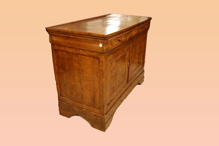 Antica credenza francese Luigi Filippo del 1800 in radica di olmo