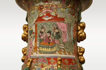 Antique large Chinese porcelain vase decorated with scenes