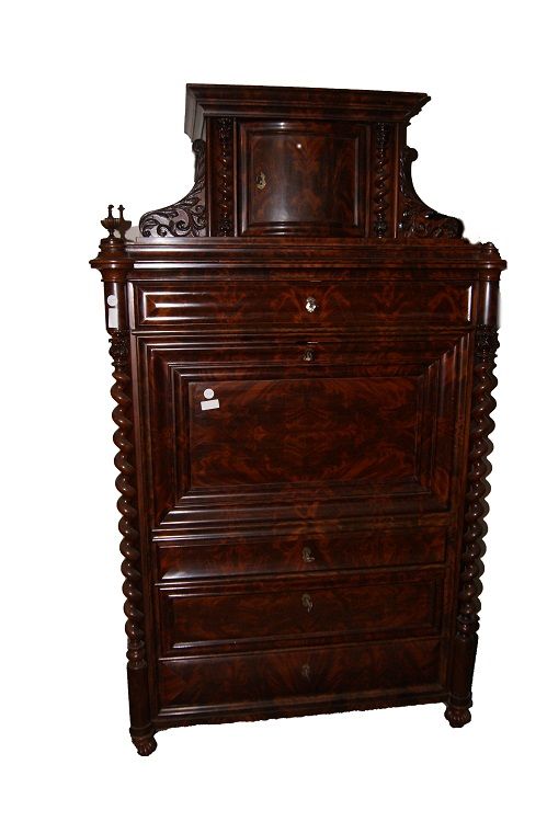 Antico importante Secretaire Biedermeier del 1800 in mogano