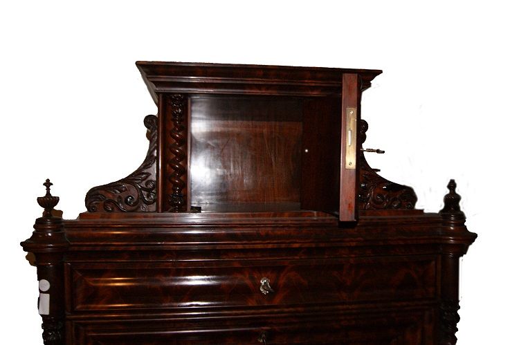 Antico importante Secretaire Biedermeier del 1800 in mogano