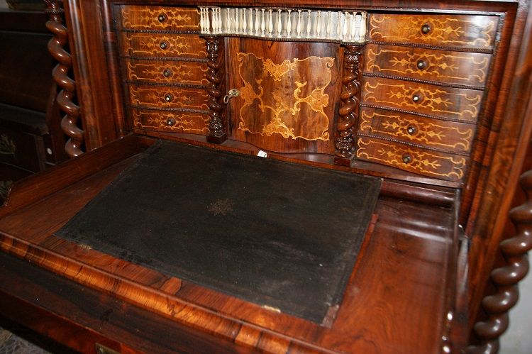 Antico importante Secretaire Biedermeier del 1800 in mogano