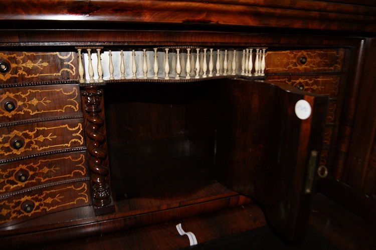 Antico importante Secretaire Biedermeier del 1800 in mogano