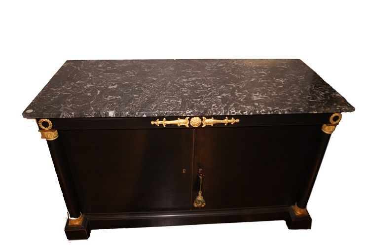 Antica credenza stile Impero del 1800 con bronzi Laccata