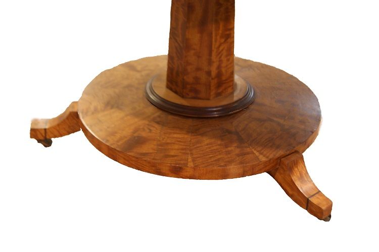 Antico tavolo circolare fisso del 1800 Inglese intarsiato