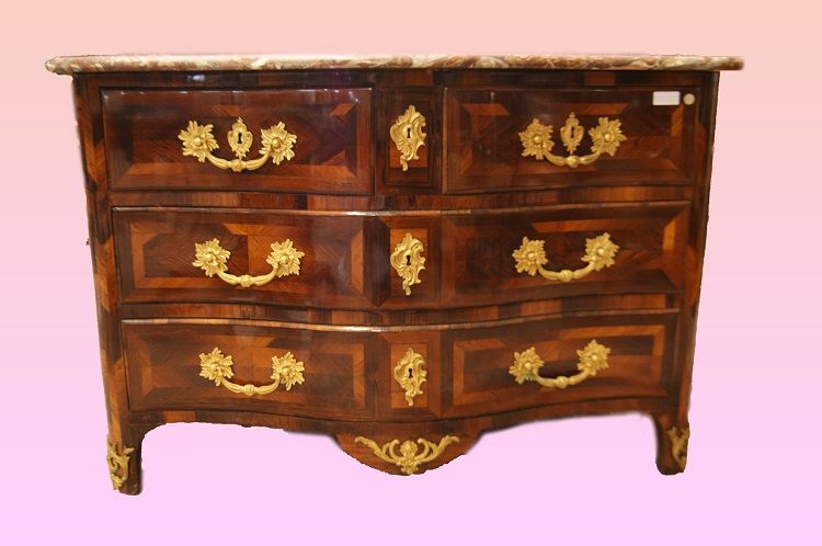 Antico stupendo Comò Reggenza del 1700 Francese con bronzo e marmo
