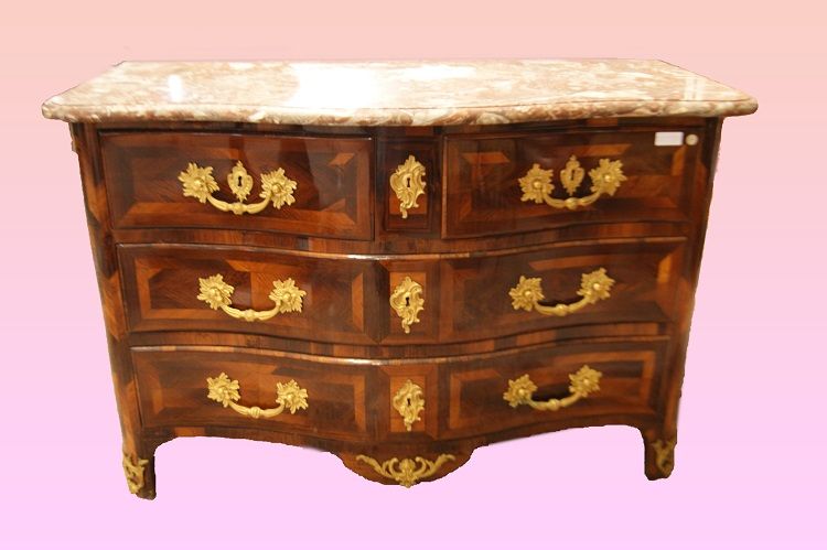 Antico stupendo Comò Reggenza del 1700 Francese con bronzo e marmo
