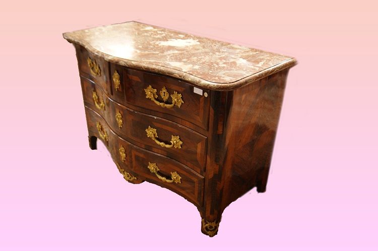 Antico stupendo Comò Reggenza del 1700 Francese con bronzo e marmo