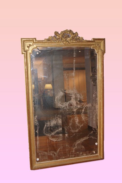 Grande specchiera Luigi XVI con cimasa