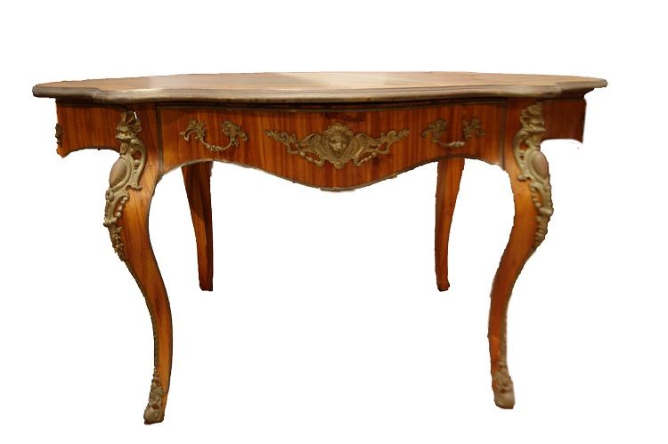 Scrivania sagomata Luigi XV del 1800 in bois de rose