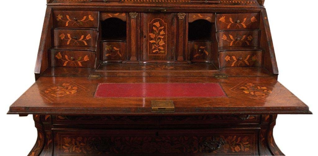 Splendido trumeau olandese del 1700 in radica di noce intarsiato 