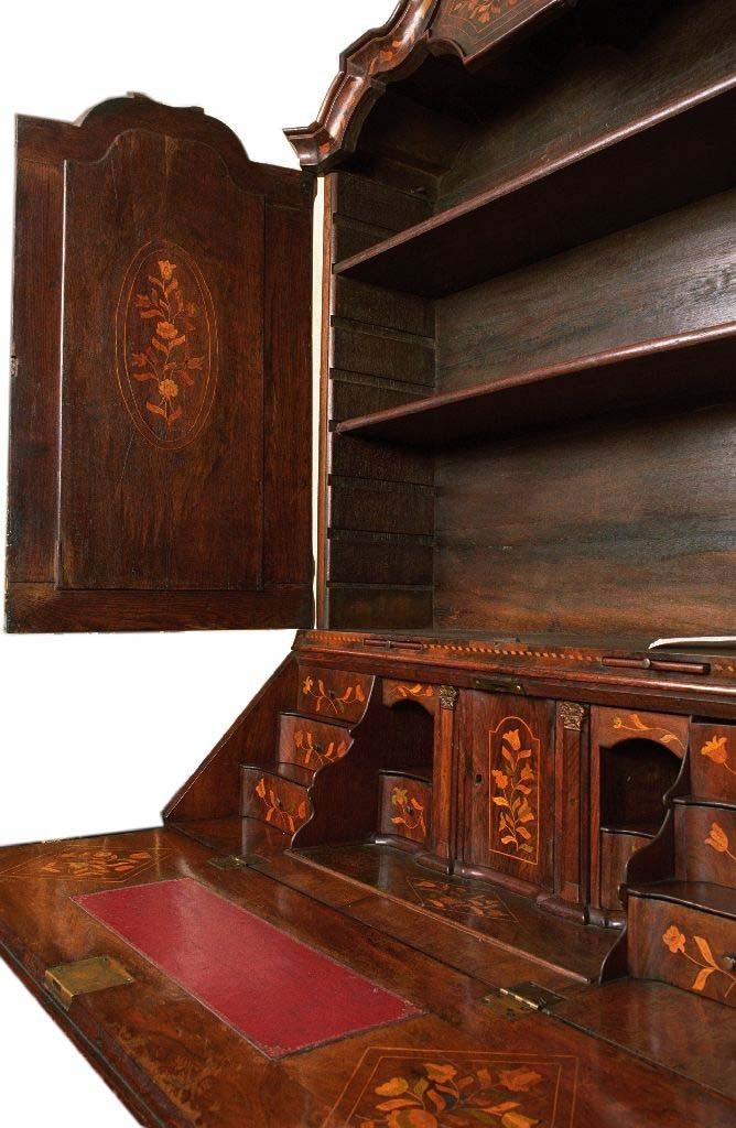 Splendido trumeau olandese del 1700 in radica di noce intarsiato 