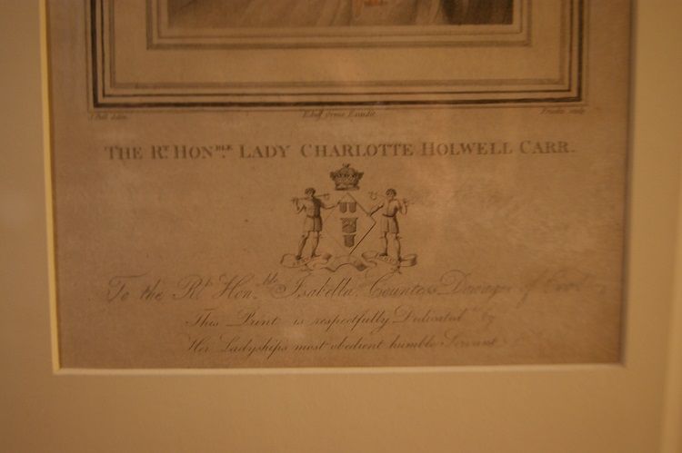Antica stampa del 1700 di Lady Charlotte Holwell-Carr