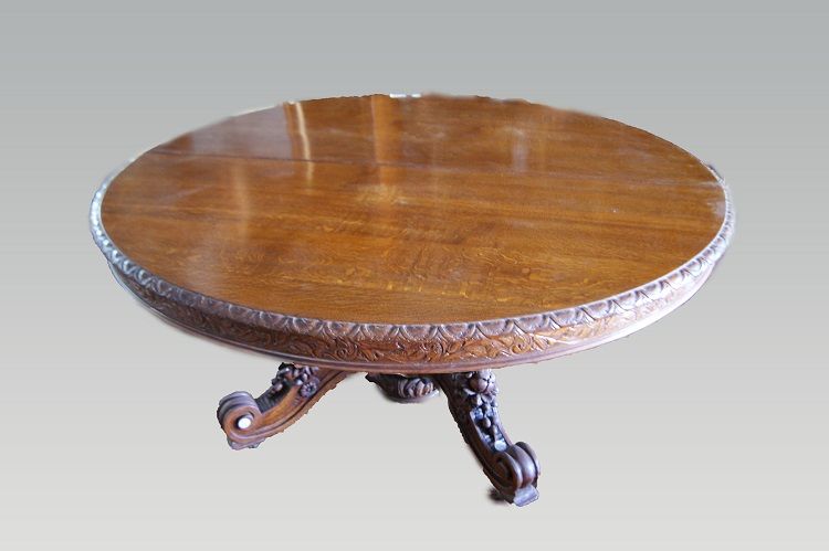 Tavolo del 1800 Stile Luigi Filippo francese allungabile in rovere