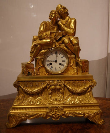 Pendule de table parisienne française des années 1800, or mercure