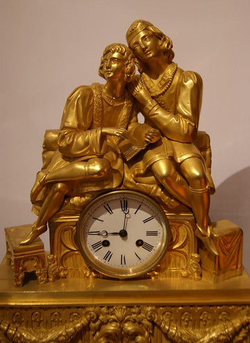 French Parisian mantel clock from the 1800s, mercury gold