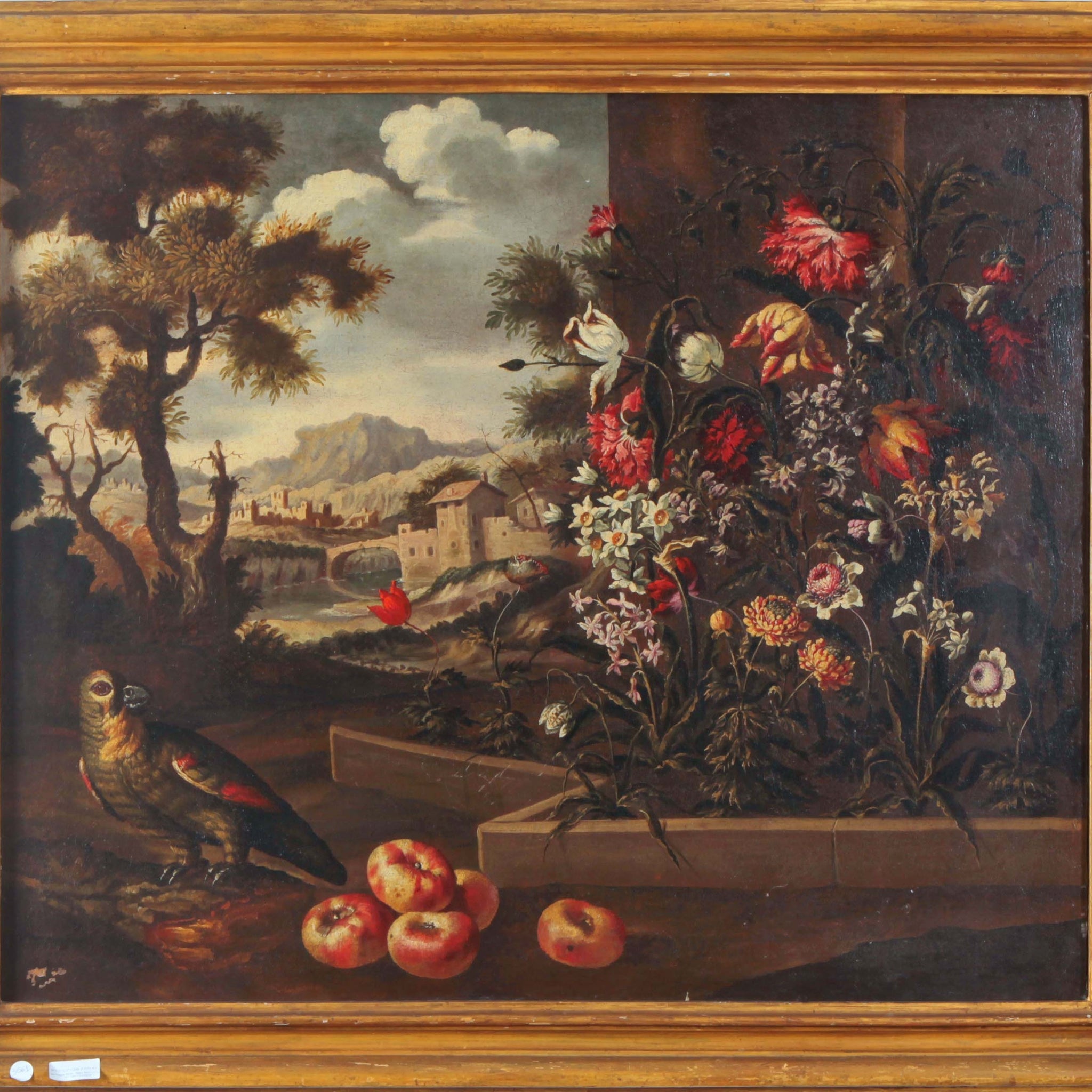 Ancient oil on canvas still life painting by Paolo Paoletti from 1600
