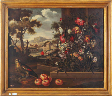Ancient oil on canvas still life painting by Paolo Paoletti from 1600